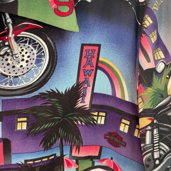Harley Davidson x Tori Richard Vintage Womens Aloha Shirt Hawaiian Button Front - Picture 15 of 16